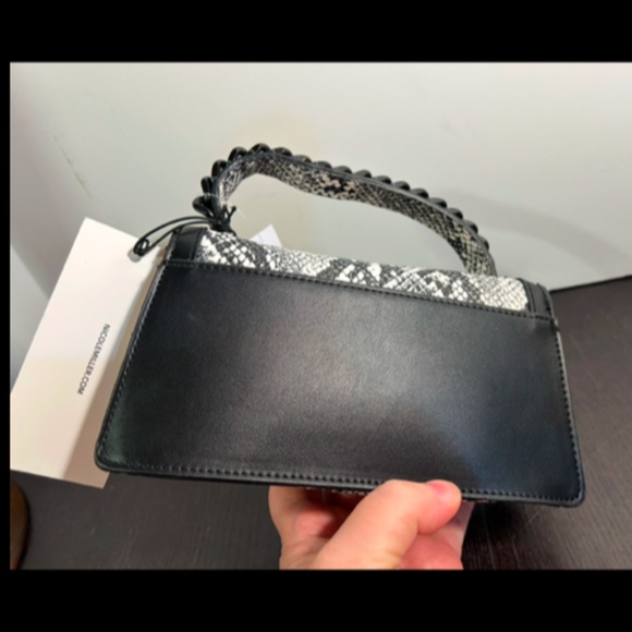 Nicole Miller Snakeskin Mini Crossbody/Handbag/Purse Black/White - Picture 6 of 16